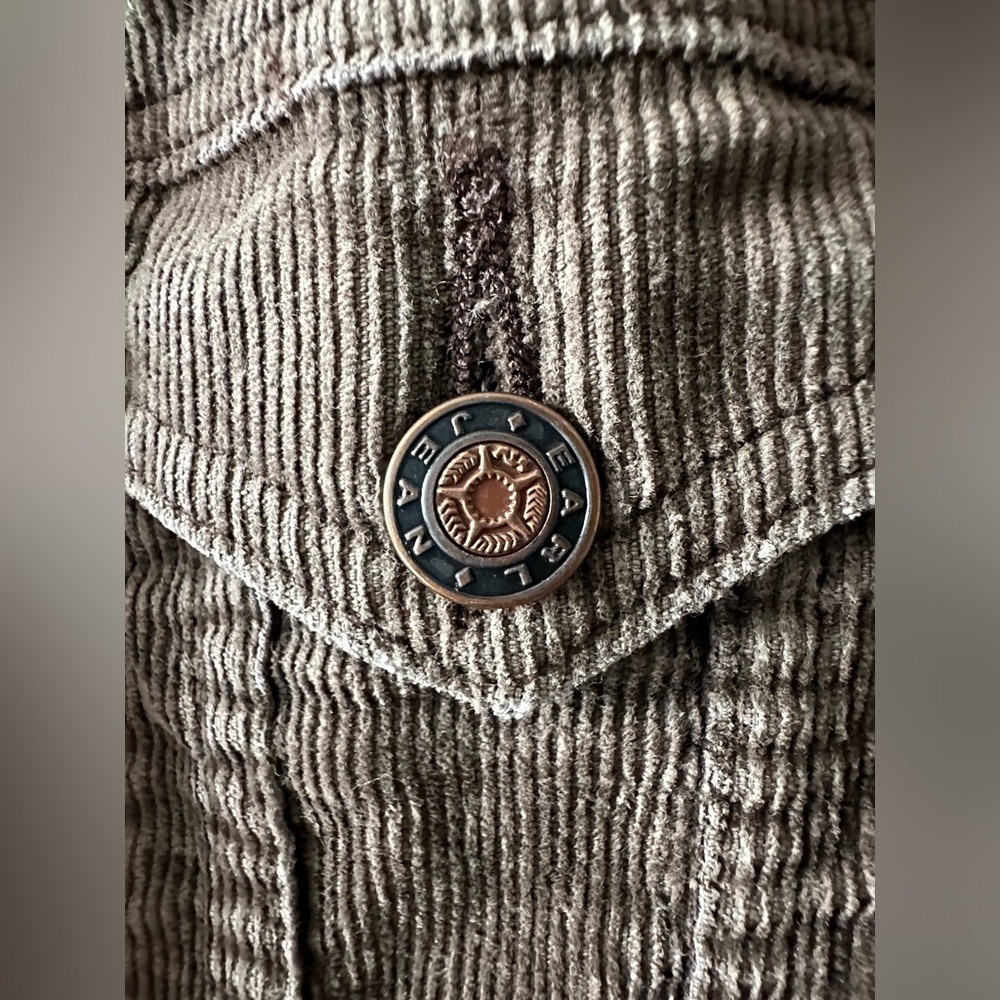 Warm brown corduroy jacket with knit sleeves. - Picture 3 of 4